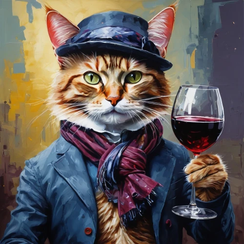 sommelier,red cat,figaro,winemaker,a glass of wine,bulgakov,aristocrat,glass of wine,sandeman,cat portrait,red tabby,leofwine,felino,oktoberfest cats,bartender,maometto,vino,snifter,redwine,cat sparrow,Conceptual Art,Sci-Fi,Sci-Fi 25