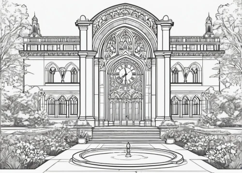 archbishopric,cathedral,ecclesiastical,sanctums,coloring page,ecclesiatical,sanctuary,haunted cathedral,catholicon,basilica,tabernacle,rivendell,the basilica,forest chapel,garden elevation,ecclesiastic,archdiocesan,sacristies,collegiate basilica,yaddo,Illustration,Black and White,Black and White 04