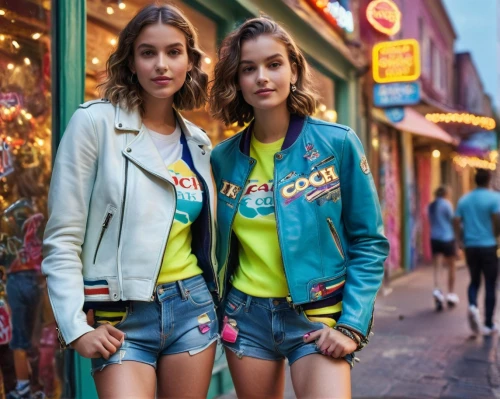 clover jackets,neon colors,neon candies,retro eighties,delias,the style of the 80-ies,fashion street,vintage girls,street fashion,two girls,neon arrows,jackets,beautiful photo girls,neon,retro women,gapkids,eighties,audigier,fiorucci,fluor,Photography,General,Commercial