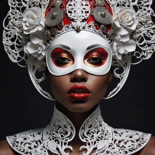 venetian mask,masquerade,masquerading,masquerades,obatala,african masks,masques,rankin,voodoo woman,headpieces,masque,afrofuturism,masqueraders,headpiece,headdress,queening,african art,geisha girl,the carnival of venice,beautiful african american women,Conceptual Art,Fantasy,Fantasy 04