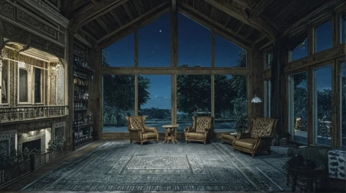 sunroom,crewdson,the living room of a photographer,the cabin in the mountains,porch swing,porch,asilomar,cabin,front porch,chalet,summerhouse,night image,livingroom,great room,beautiful home,rustic aesthetic,night photograph,summer house,summer cottage,sitting room,Photography,General,Realistic