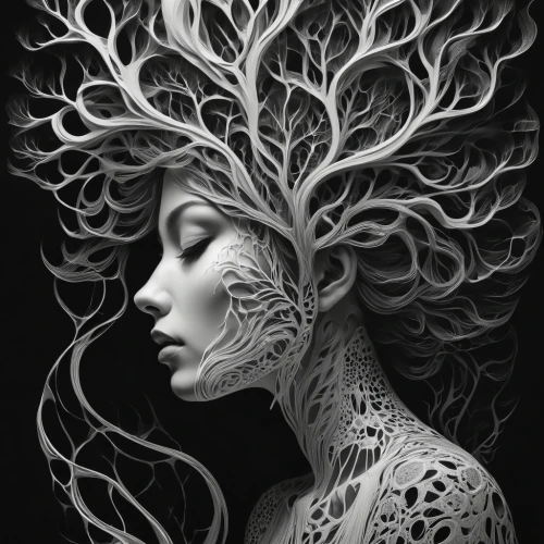 dryad,rooted,dryads,unseelie,vespertine,seelie,fractals art,paper art,tendrils,persephone,branching,leafless,girl with tree,dendritic,imaginacion,medusa,volou,branched,the enchantress,diwata,Conceptual Art,Sci-Fi,Sci-Fi 01