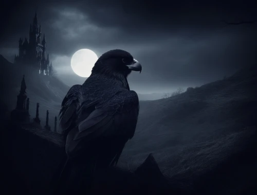 nevermore,king of the ravens,ravenclaw,black raven,ravenloft,raven bird,nocturnal bird,calling raven,ravenal,ravens,corvidae,raven,black crow,ravenscrag,ravenously,corvid,corvus,killraven,darkling,dark gothic mood,Illustration,Realistic Fantasy,Realistic Fantasy 46