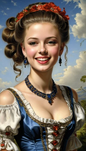 dirndl,fraulein,habanera,bavarian swabia,portrait background,bavarian,colombina,principessa,gitana,scotswoman,flamenca,young girl,young woman,portrait of a girl,yelizaveta,elizaveta,dorota,dorabella,belle,female doll,Illustration,Realistic Fantasy,Realistic Fantasy 22