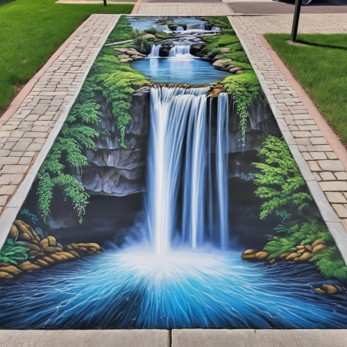 3d art,chalk drawing,water feature,street art,floor fountain,streetart,landscape designers sydney,water flowing,decorative fountains,flowing water,waterflow,water wall,waterval,graffiti art,fountain pond,landscape design sydney,landscaped,water flow,water fountain,water channel,Photography,General,Realistic