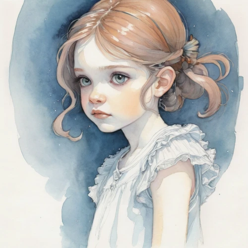 watercolor blue,peignoir,watercolor,kommuna,watercolor sketch,watercolor painting,young girl,cosette,little girl,liesel,the little girl,girl portrait,margaery,watercolour paint,watercolour,behenna,watercolors,eloise,watercolor baby items,mystical portrait of a girl,Illustration,Paper based,Paper Based 17