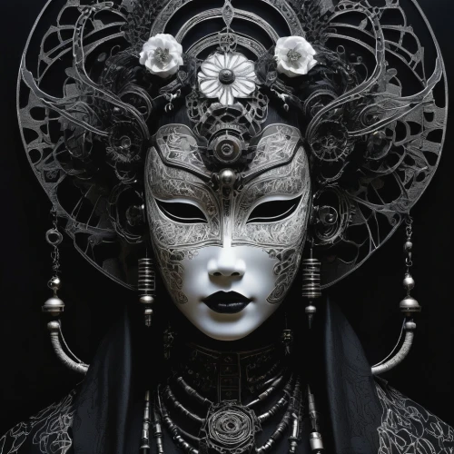 amidala,priestess,vodun,oiran,venetian mask,tantrik,geisha girl,priestesses,geisha,hekate,concubine,estess,shamanic,hecate,oriental princess,dakini,headdress,black queen,deities,adornment,Conceptual Art,Fantasy,Fantasy 18