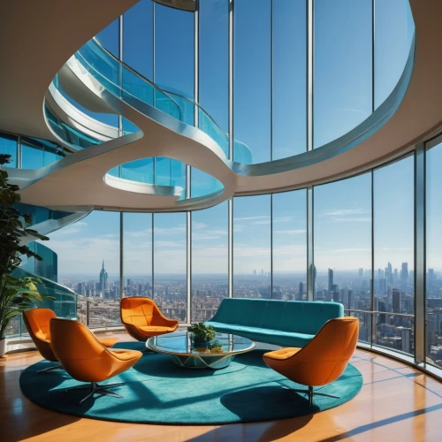 sky apartment,penthouses,futuristic architecture,interior modern design,modern decor,modern living room,modern office,skyloft,mid century modern,contemporary decor,glass wall,interior design,the observation deck,modern architecture,minotti,tishman,observation deck,livingroom,apartment lounge,daylighting,Illustration,Abstract Fantasy,Abstract Fantasy 01