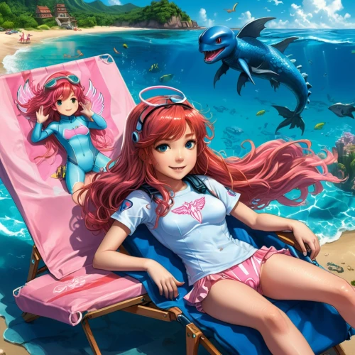 mermaid background,scylla,ponyo,ocean background,oceanica,dolphin background,nami,summer background,kawaii people swimming,little mermaid,the sea maid,game illustration,dolphin coast,ariel,underwater background,ocean paradise,mermaids,hoenn,girl with a dolphin,summer icons,Unique,Design,Blueprint