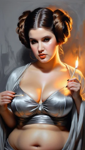 leia,padme,amidala,smouldering torches,cigarette girl,organa,firestarter,airbrushing,smoking girl,fire eater,fire angel,world digital painting,mastectomies,hutt,overpainting,fire artist,sithara,belly painting,firebrand,inviolate,Illustration,Paper based,Paper Based 11