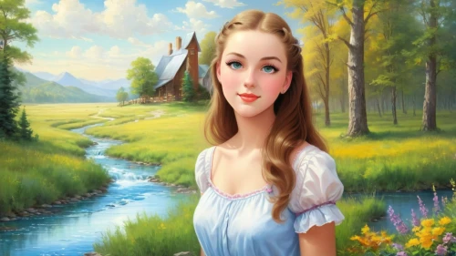 princess anna,dorthy,avonlea,nessarose,fantasy picture,belle,ninfa,fairy tale character,eilonwy,storybook character,margairaz,landscape background,margaery,celtic woman,girl on the river,galadriel,gwtw,floricienta,princess sofia,kirtle