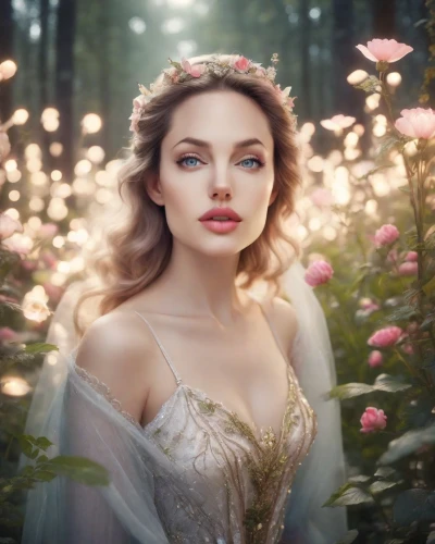 fairy queen,beautiful girl with flowers,flower fairy,enchanting,faery,white rose snow queen,girl in flowers,faerie,fairest,enchanted,mirabilis,romantic look,fairytale,romantic portrait,jingna,margairaz,behenna,retouching,scent of jasmine,fairy tale,Photography,Commercial