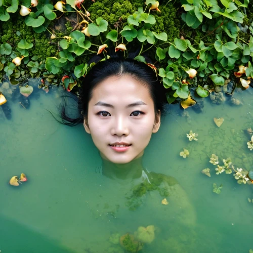 vietnamese woman,green water,nymphaea,water lotus,lily pad,thermal spring,asian woman,water lily,submerged,nymphaea gigantea,water lilly,water nymph,in water,lotus on pond,lotus pond,floating over lake,mccurry,eutrophication,naiad,lilly pond,Conceptual Art,Graffiti Art,Graffiti Art 03