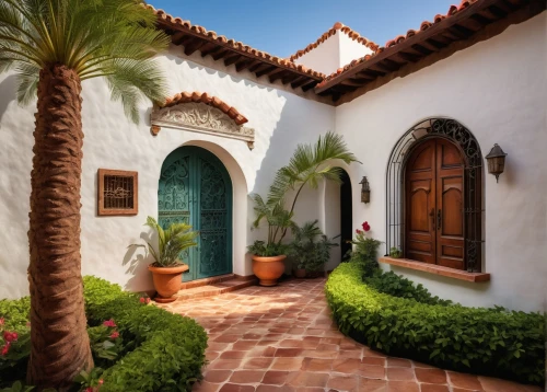 spanish tile,entryways,courtyards,santa barbara,stucco wall,entryway,exterior decoration,hacienda,beautiful home,doorways,palmilla,courtyard,archways,traditional house,florida home,cloistered,the threshold of the house,moroccan pattern,restored home,breezeway,Art,Artistic Painting,Artistic Painting 05