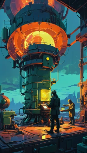 refinery,cosmodrome,outpost,postapocalyptic,scifi,taikonauts,shipyards,gas planet,futuristic landscape,industries,space port,oil rig,harbor,factories,hawken,game illustration,heavy water factory,oil refinery,wasteland,gas station,Conceptual Art,Sci-Fi,Sci-Fi 01