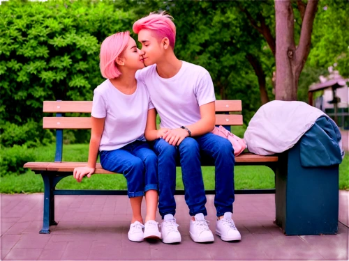 young couple,derivable,flamingo couple,couple in love,couple - relationship,park bench,love couple,couple,two people,3d render,boy and girl,kissing,shippan,pink shoes,makeout,wlw,3d rendered,bench,pda,honeymoon,Photography,Black and white photography,Black and White Photography 14