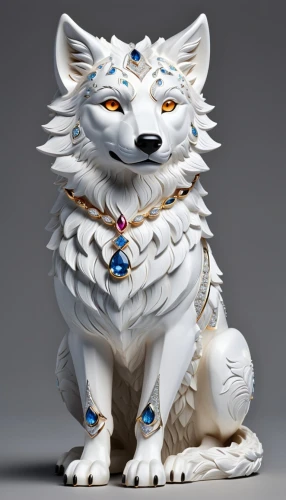 white fox,lion white,porcelaine,forest king lion,3d model,fenrir,white lion,korin,samoyedic,kitsune,porcellian,3d figure,rakshasa,3d rendered,royal tiger,tairona,sculpt,figurine,stone lion,3d render,Unique,3D,3D Character