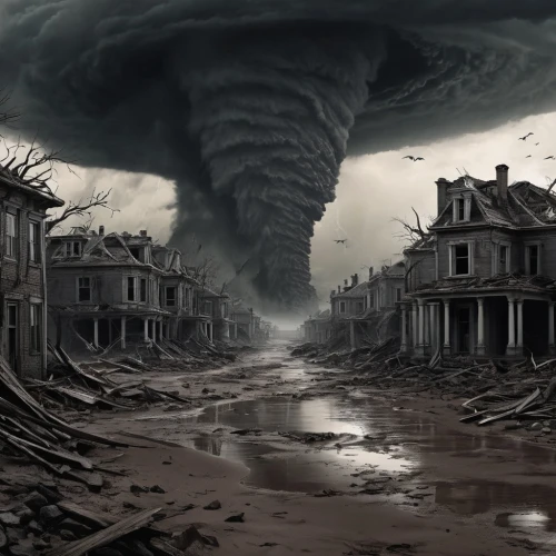 post-apocalyptic landscape,apocalyptic,apocalyptically,apocalypso,apocalypses,willink,superstorm,end of the world,doomsday,tempestuous,the end of the world,apocalypse,mesocyclone,nature's wrath,tornadoes,destroyed city,apocalypticism,post apocalyptic,upheaval,world digital painting,Conceptual Art,Fantasy,Fantasy 33