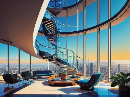 penthouses,sky apartment,futuristic architecture,skybridge,the observation deck,skyloft,observation deck,skywalks,interior modern design,luxury property,largest hotel in dubai,skydeck,tallest hotel dubai,meriton,residential tower,skywalk,spiral staircase,modern architecture,dubay,high rise,Illustration,Abstract Fantasy,Abstract Fantasy 14