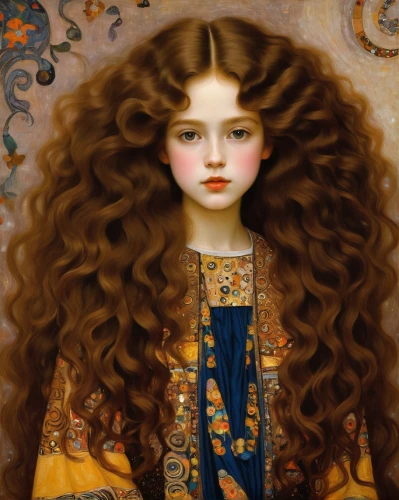 merida,klimley,klimke,klimt,klimts,longhaired,khnopff,latynina,pelo,rubenesque,portrait of a girl,rossetti,female doll,behenna,dossi,rosetti,young girl,casati,gypsy hair,tretchikoff,Art,Artistic Painting,Artistic Painting 32