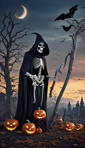halloween background,halloween banner,halloween poster,halloween wallpaper,spookiest,samhain,haloween,grim reaper,skelemani,helloween,halloween illustration,halloween vector character,halloweenkuerbis,halloween scene,spookily,spookiness,danse macabre,garrison,skulduggery,skeletons,Photography,General,Realistic