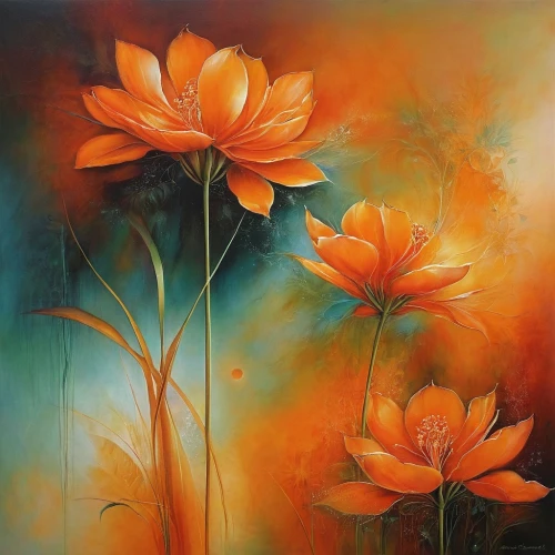 flower painting,orange flowers,splendor of flowers,orange red flowers,orange roses,orange dahlia,oil painting on canvas,orange petals,red orange flowers,cosmos autumn,orange lily,lotus flowers,african daisies,flower art,orange flower,orange marigold,lilies,flower background,kahila garland-lily,lotus blossom,Conceptual Art,Daily,Daily 32