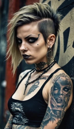 tattoo girl,punk,tattooist,ashlee,goth woman,punk design,salander,punkish,psychobilly,tatman,tattooists,tats,piercer,grunge,combichrist,monami,tatuus,genest,tattoo expo,punkers
