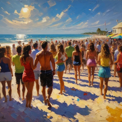beach goers,noosa,beachgoers,donsky,bathers,oil painting,fischl,cronulla,mona vale,bondi beach,holidaymakers,tollner,coolangatta,nestruev,imhoff,colwell,oil painting on canvas,levinthal,mooloolaba,beach landscape,Conceptual Art,Oil color,Oil Color 11