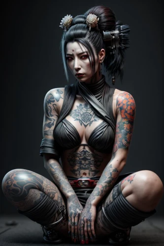tattoo girl,dakini,geisha,geisha girl,omotoyossi,oriental girl,body art,shinbutsu,bodypaint,yamantaka,oriental princess,khru,taijutsu,nembutsu,samarai,japanese doll,tattooist,sanjuro,izanami,samurai fighter