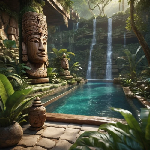 polyneices,tanoa,tropical jungle,polynesian,polynesia,amazonica,oasis,neotropical,tropical island,pakal,tropical forest,gondwanaland,underwater oasis,waterfall,rainforest,olmec,brown waterfall,paradisus,polynesians,lagoon,Photography,General,Commercial