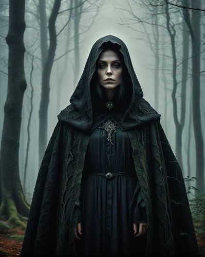 hecate,volturi,gothic woman,the witch,gothic portrait,dark gothic mood,malefic,darkling,gothic dress,isoline,lodgers,the enchantress,dhampir,magwitch,witchfinder,isolde,norns,crone,black coat,dark angel,Illustration,Realistic Fantasy,Realistic Fantasy 04