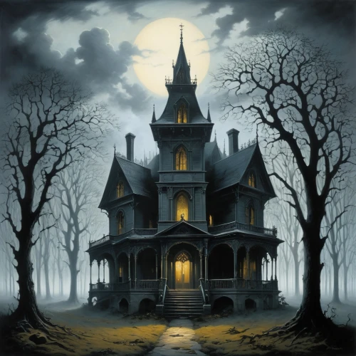 witch house,the haunted house,witch's house,haunted house,house silhouette,haunted castle,creepy house,ghost castle,lonely house,hauntings,gothic style,haunted cathedral,ravenloft,halloween poster,house in the forest,victorian house,haunted,dreamhouse,halloween background,gothic,Conceptual Art,Fantasy,Fantasy 29