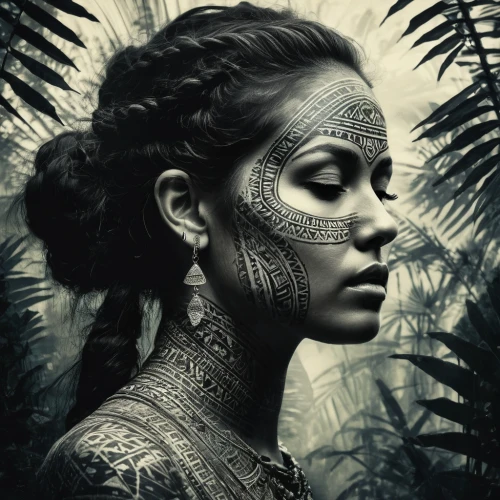 maori,polynesian girl,tatau,maoris,warrior woman,shamanic,amazonian,inanna,polynesian,amazonica,ancient egyptian girl,tribal masks,face paint,voodoo woman,enchantress,tribal,mystical portrait of a girl,amazona,the enchantress,shamans,Photography,General,Fantasy