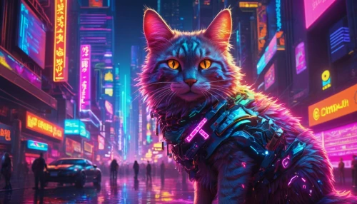 cyberpunk,alleycat,street cat,cybercity,citycat,alley cat,cyberian,neon,cyberworld,neuromancer,cyberscene,colorful city,lynx,furta,gato,cyberpunks,kinkade,nima,neon lights,cybertown,Conceptual Art,Sci-Fi,Sci-Fi 26