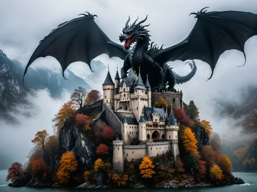 fantasy picture,black dragon,fairy tale castle,drache,fantasy art,dragonlord,dragonstone,3d fantasy,darigan,castle of the corvin,fairytale castle,dragones,heroic fantasy,dragonja,fantasy world,winterfell,eyrie,ravenloft,dragonheart,morgul,Photography,General,Fantasy