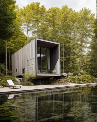 inverted cottage,house by the water,cubic house,snohetta,new england style house,deckhouse,house with lake,floating huts,summer cottage,mirror house,houseboat,cube house,small cabin,bunshaft,forest house,muskoka,prefab,summer house,squam,cube stilt houses,Architecture,Villa Residence,Masterpiece,Zen Modernism