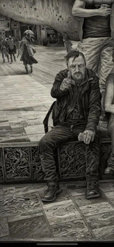 man on a bench,dwarf sundheim,mengsk,xiahe,zhuan,skotnikov,elderly man,dunhuang,old man,jianfei,oldfather,wuhuan,reinprecht,tuojiang,xiangfei,zhihuan,zhoukoudian,tatung,jeddo,weiwei,Art sketch,Art sketch,Fantasy