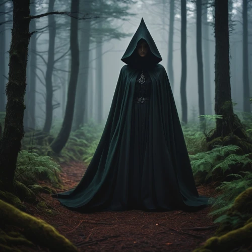 cloaked,cloak,mirkwood,cloaks,grimm reaper,aaaa,oscura,aaa,verryth,woodcreepers,hecate,covens,sidious,wyrd,crone,black forest,forest dark,the witch,dark art,isoline,Illustration,American Style,American Style 07
