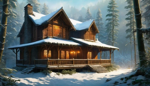 winter house,log cabin,house in the forest,the cabin in the mountains,snow house,log home,small cabin,wooden house,house in mountains,house in the mountains,cottage,chalet,snowhotel,forest house,winter background,winter village,snow scene,mountain hut,winterplace,christmas landscape,Conceptual Art,Fantasy,Fantasy 05