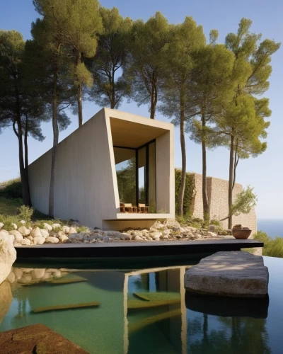 dunes house,3d rendering,render,renders,mid century house,cubic house,pool house,3d render,house by the water,modern house,mid century modern,summer house,3d rendered,inverted cottage,house with lake,prefab,holiday villa,modern architecture,cantilevers,dreamhouse,Photography,General,Realistic