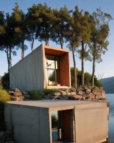 dunes house,cubic house,renders,kundig,corten steel,render,mid century house,modern house,house in mountains,house in the mountains,casabella,3d rendering,cube house,stone house,inverted cottage,mahdavi,modern architecture,3d render,holiday home,house with lake,Photography,General,Realistic