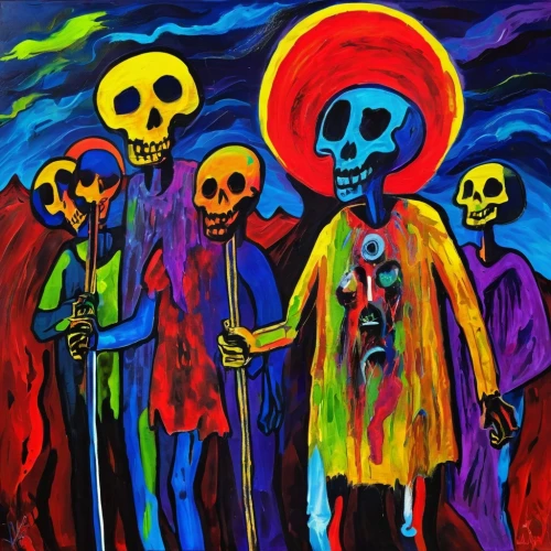 days of the dead,day of the dead,day of the dead frame,day of the dead skeleton,all saints' day,el dia de los muertos,dia de los muertos,danse macabre,bearers,muertos,vodou,halloween ghosts,neon ghosts,fantasmas,witchdoctors,day of the dead icons,skulks,deadheads,skeletons,gravediggers,Conceptual Art,Oil color,Oil Color 21