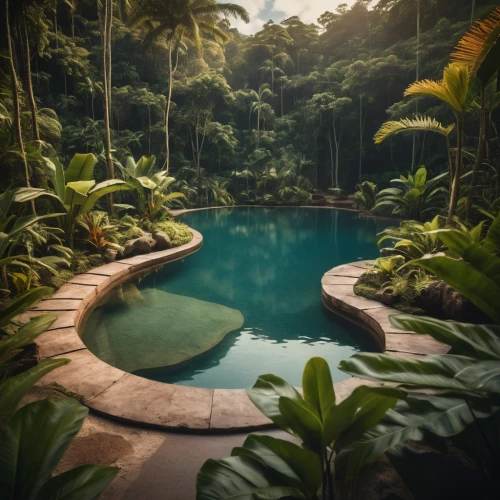 tropical jungle,tropical house,tropical forest,infinity swimming pool,tropical greens,tropical island,costa rica,gondwanaland,ubud,volcano pool,tropics,neotropical,swimming pool,outdoor pool,rainforest,rainforests,landscape designers sydney,pools,intertropical,bali,Photography,General,Cinematic
