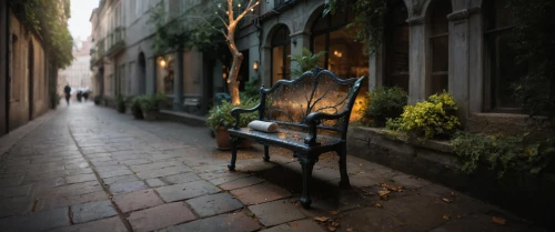 bench,man on a bench,park bench,old chair,old linden alley,benches,wooden bench,garden bench,streetscape,alley,cannaregio,bench chair,lensbaby,alleyway,bokeh effect,streetside,street lantern,gastown,hunting seat,sidewalk