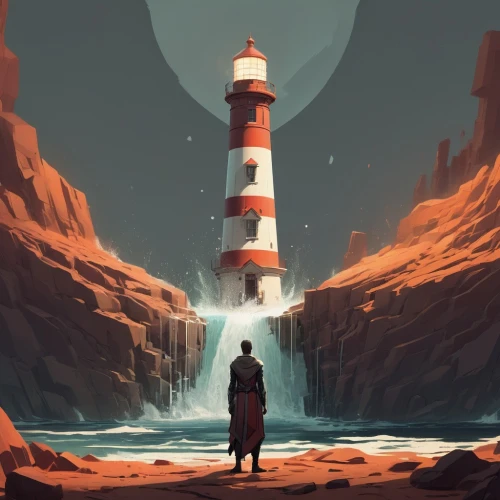 lighthouse,red lighthouse,electric lighthouse,light house,petit minou lighthouse,lighthouses,beacon,lightkeeper,exploration of the sea,phare,seadrift,sea stack,the endless sea,wanderer,wayfinder,marooned,earth rise,outpost,spire,exploration,Conceptual Art,Fantasy,Fantasy 01