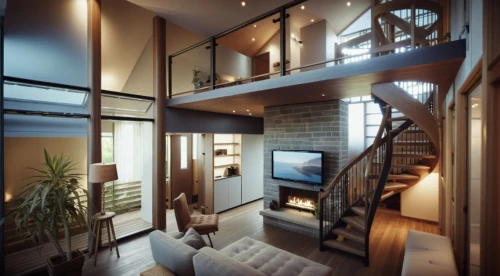loft,lofts,interior modern design,home interior,penthouses,luxury home interior,staircase,outside staircase,3d rendering,upstairs,interior design,staircases,hallway space,wooden stair railing,stairwell,balustrades,wooden stairs,contemporary decor,townhome,modern room,Photography,General,Cinematic