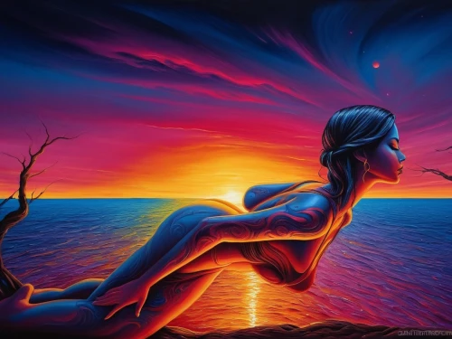 dubbeldam,hildebrandt,neon body painting,bodypainting,art painting,dream art,fantasy art,surrealism,dreamscapes,fantasy picture,wieslaw,dreamtime,oil painting on canvas,inanna,dreamscape,sirene,welin,aflame,surrealist,tramonto,Illustration,Realistic Fantasy,Realistic Fantasy 25