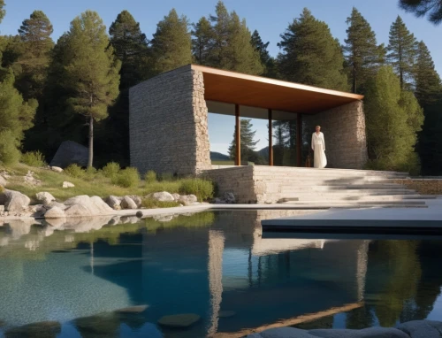 pool house,house with lake,house by the water,mid century house,aqua studio,dunes house,forest house,house in the mountains,modern house,house in mountains,kundig,cubic house,the cabin in the mountains,house in the forest,modern architecture,3d rendering,holiday villa,inverted cottage,summer house,corten steel,Photography,General,Realistic