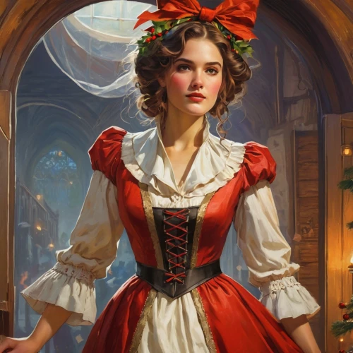 victorian lady,lady in red,perugini,belle,woman holding pie,christmas woman,fantasy portrait,retro christmas lady,romantic portrait,hildebrandt,man in red dress,portrait of a girl,lehzen,liesl,victorianism,artemisia,habanera,victoriana,elizaveta,portrait of a woman,Conceptual Art,Fantasy,Fantasy 18
