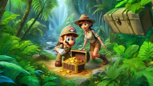 game illustration,pirate treasure,children's background,cartoon video game background,spelunkers,treasure hunt,huegun,forest workers,madagascans,explorers,caballeros,jungle,safari,madagascan,happy children playing in the forest,ohana,platformers,smugglers,indiana jones,madagascar